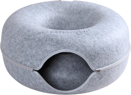 Wooflyx Peekaboo Donut – Katzenhöhle mit Kuscheltunnel für mehr Geborgenheit