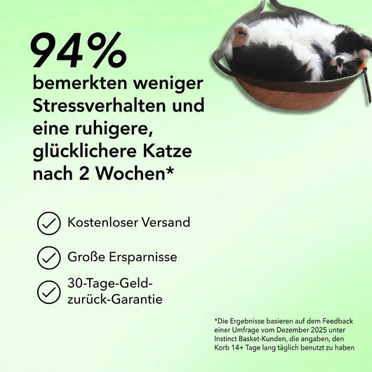 Instinkt Katzenkorb | Entdecke den ersten wissenschaftlich fundierten natürlichen Rückzugsort für Wohnungskatzen